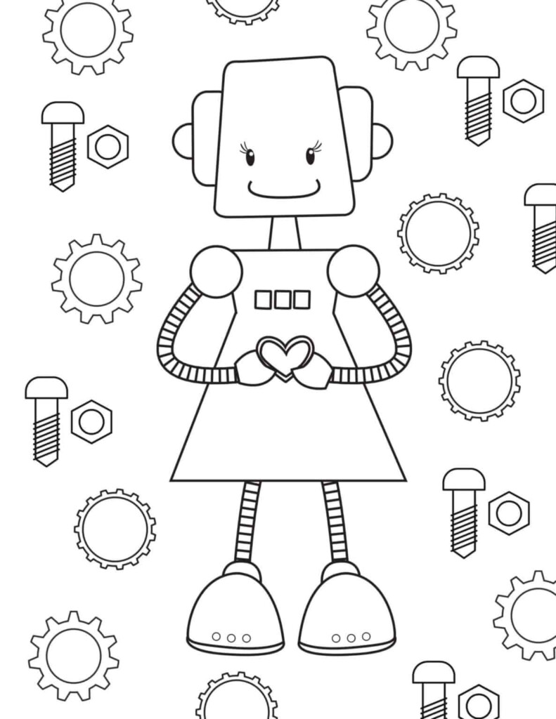 Free Printable Robot Coloring Pages Boy And Girl Robots
