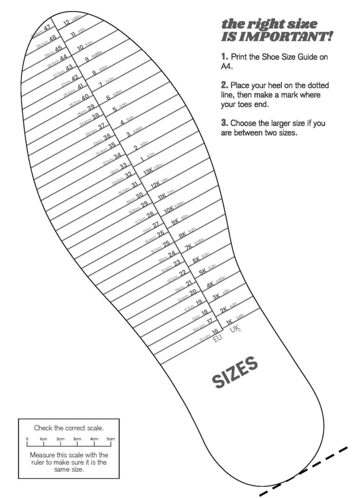 Free Printable Shoe Size Chart Download Free Printable Shoe Size Chart 