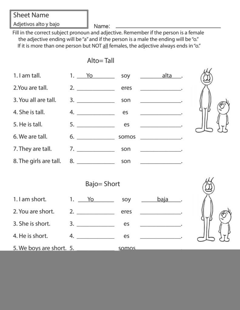 Free Printable Spanish Worksheets Pdf Printable Worksheets