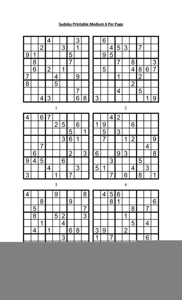 Free Printable Sudoku 6 Per Page Sudoku Puzzles Printable