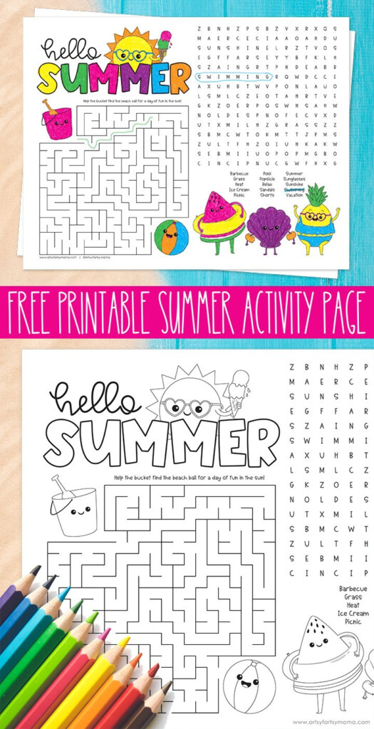 Free Printable Summer Activity Page Summer School Activities Free 