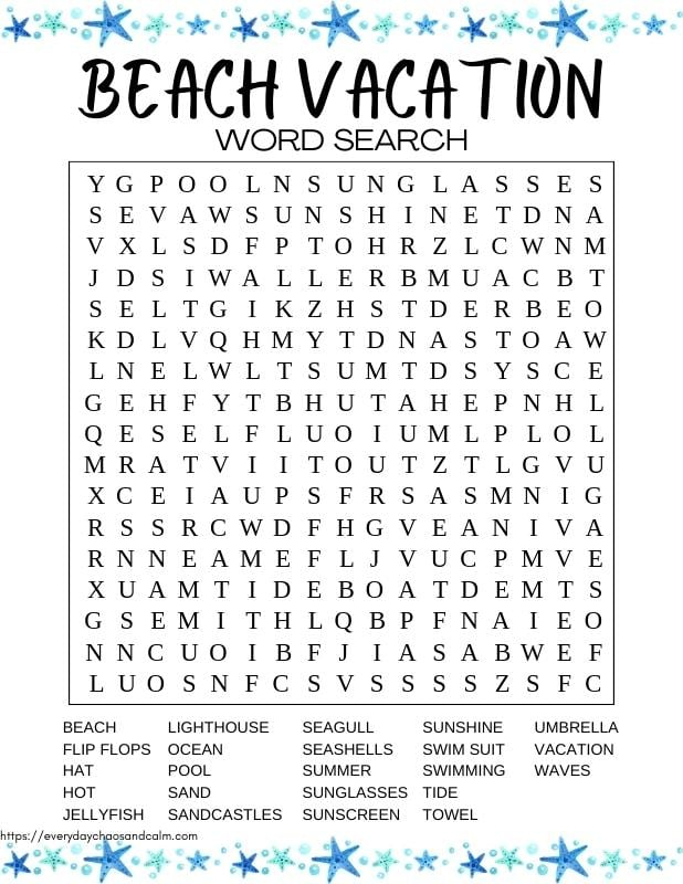 Free Printable Summer Word Searches 58 OFF