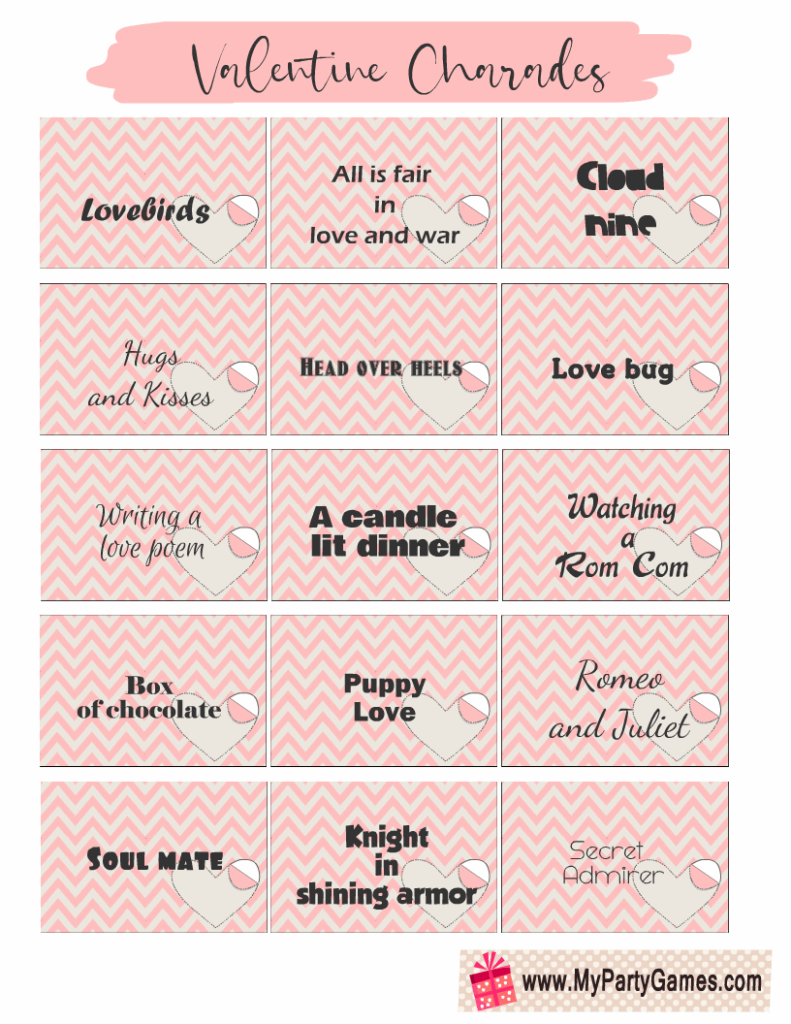 Free Printable Valentine s Day Charade Cards