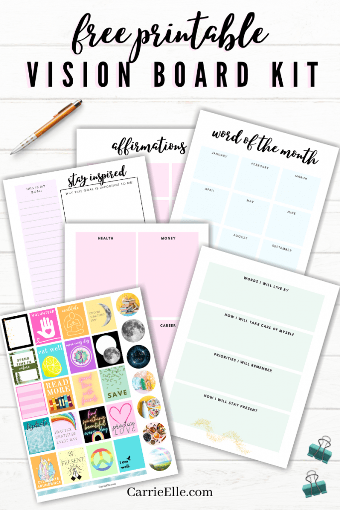 Free Printable Vision Board Kit Vision Board Printables Vision Board 