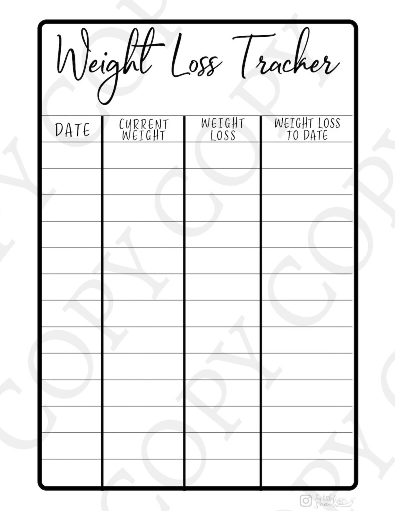 Free Printable Weight Loss Tracker
