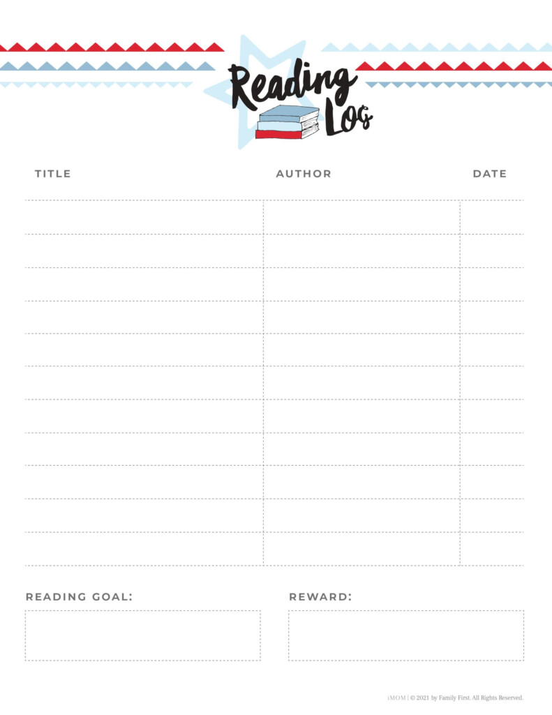 Free Reading Log Printable Lambert