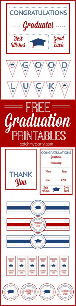 Free Red Blue Preppy Graduation Party Printables Catch My Party