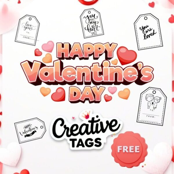 Free Valentine Printables PDF 9 B W Tags IProf Shop