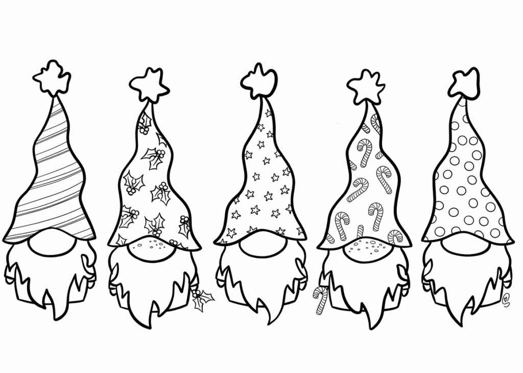 Gnome Coloring Pages Pictures Free Printable Christmas Coloring The 