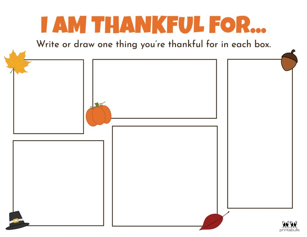 I AM Thankful Printable Worksheets
