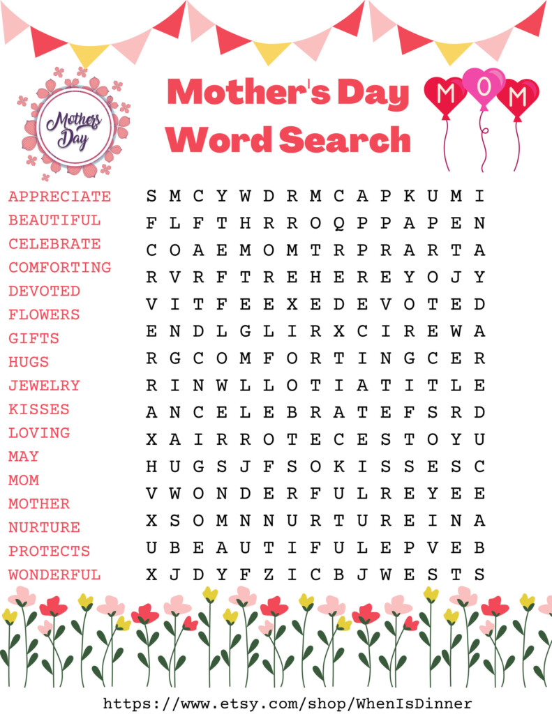Large Print Mother S Day Word Search Printable Word Search Maker