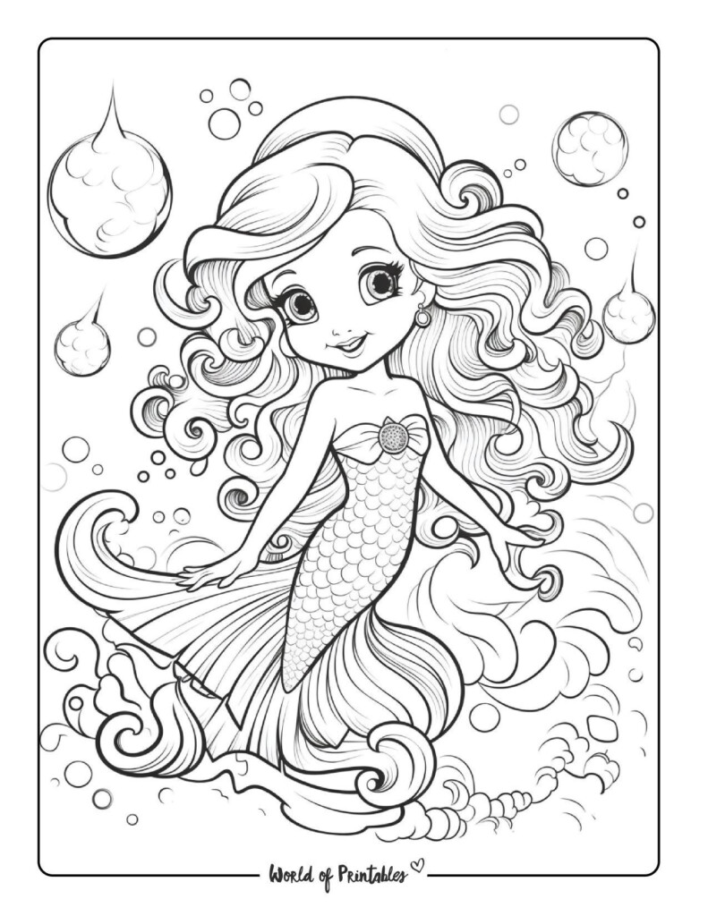 Mermaid Coloring Pages Free Printable Mermaid Coloring Dolphin 