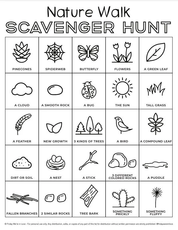 Nature Scavenger Hunt Free Printable Love Handmade