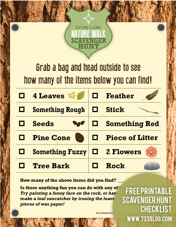 Nature Walk Scavenger Hunt Free Printable