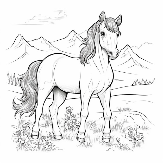 Premium AI Image Coloring Pages Of Horses Free Printable Horse 