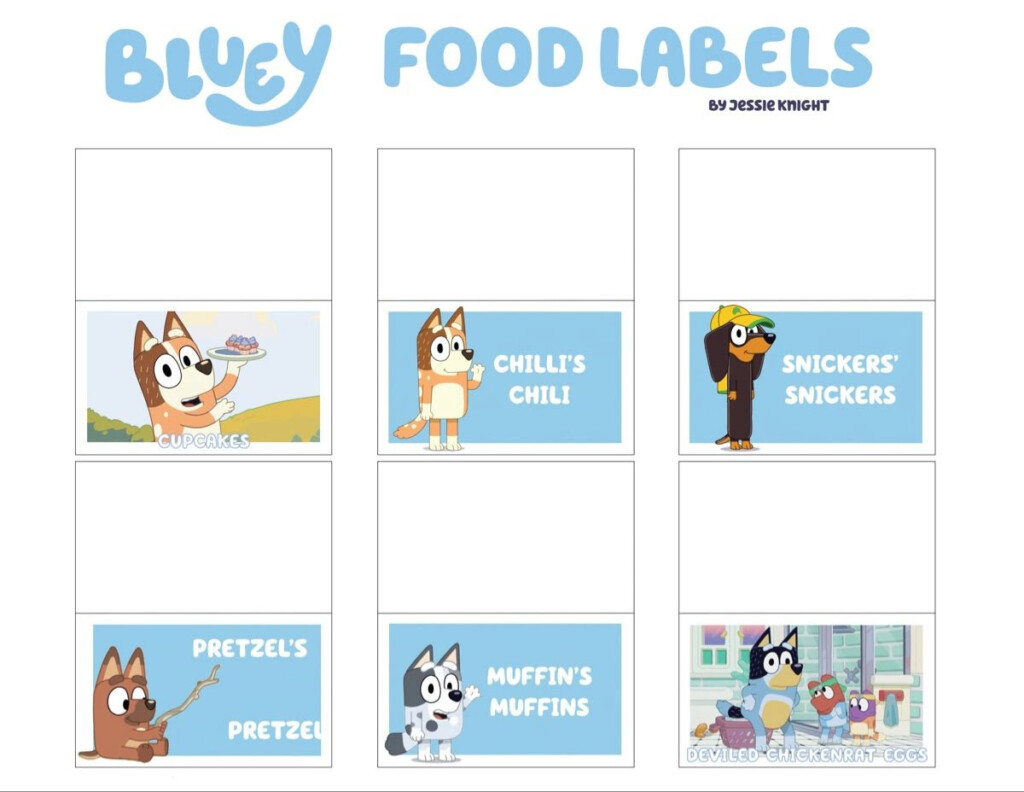 Printable Bluey Party Food Labels Free Printable