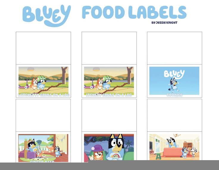 Printable Bluey Party Food Labels Printable Party