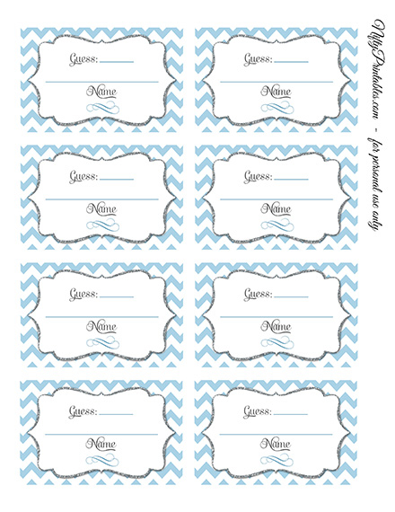 Printable Candy Guessing Game Blue Chevron