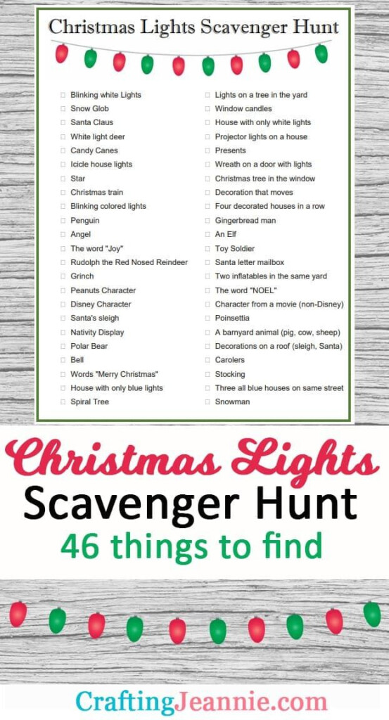 Printable Christmas Light Scavenger Hunt