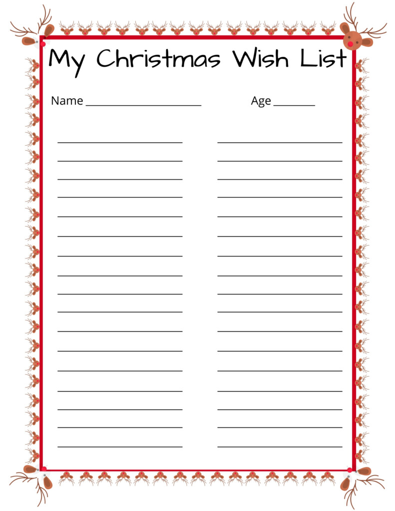 Printable Christmas Wish List Form Printable Forms Free Online