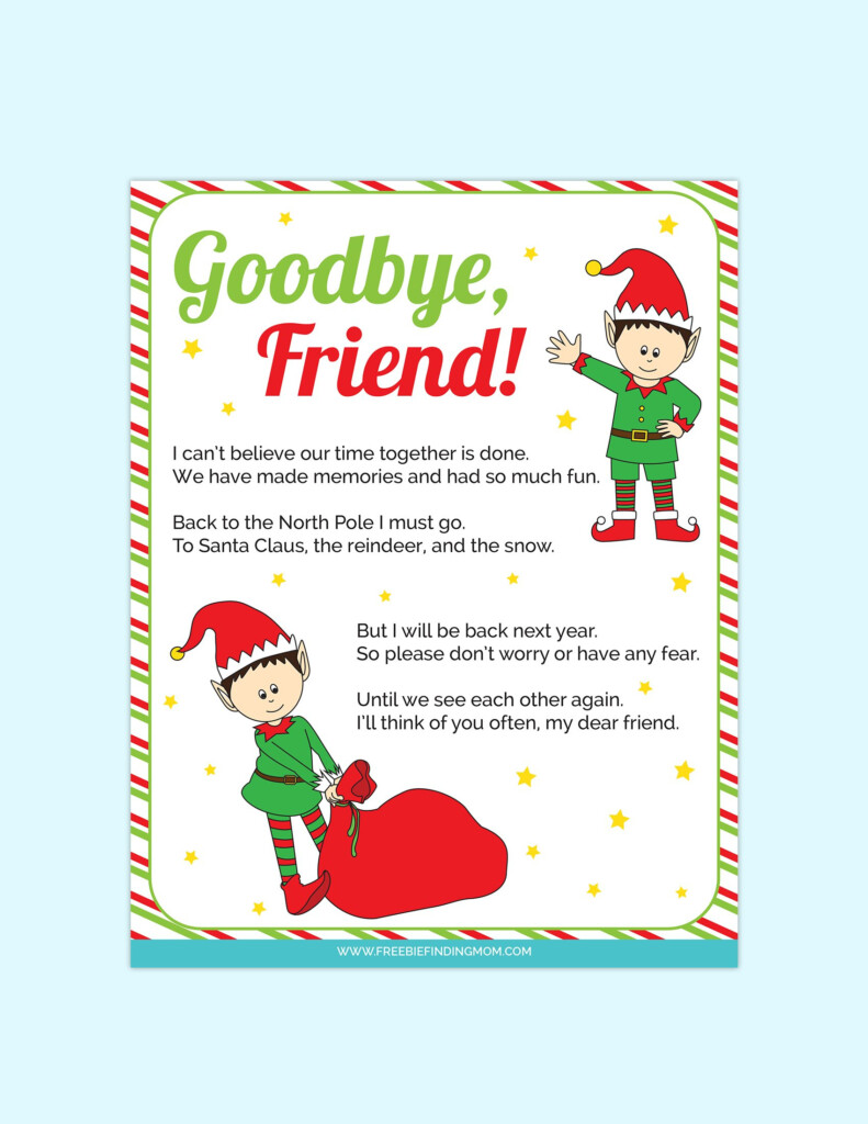 Printable Elf On The Shelf Goodbye Letter Shelf Images Collections 
