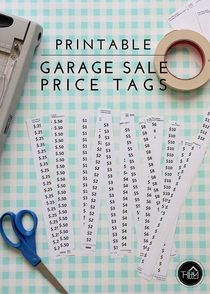 Printable Garage Sale Price Tags