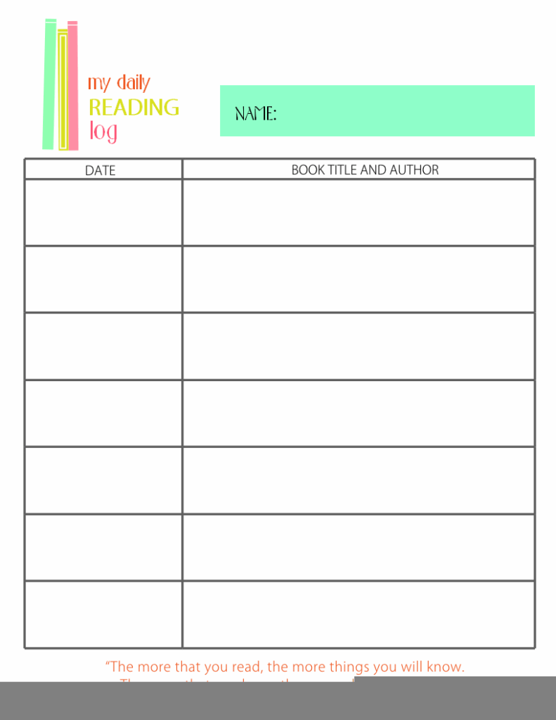 Printable Reading Log For Elementary Kids Free Printable Reading Logs 