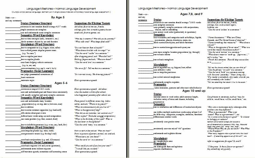 Printable Speech Language Screener Free Larry C Willis
