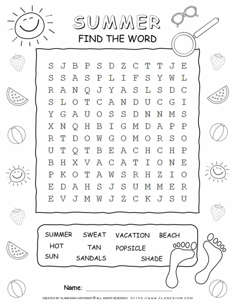 Printable Summer Word Searches