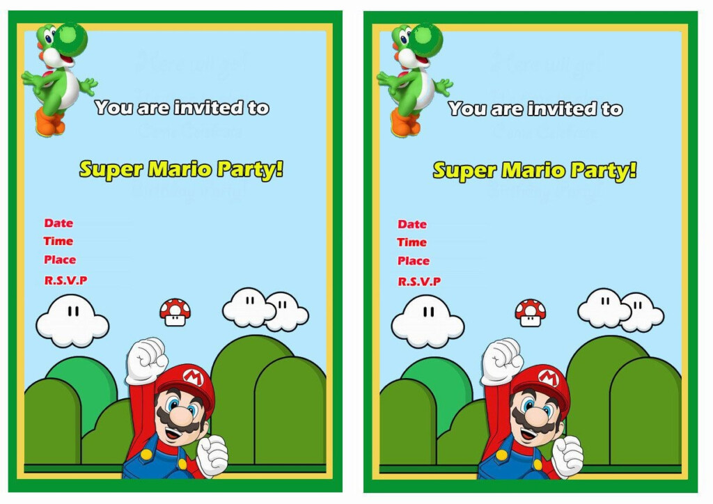 Printable Super Mario Invitations Template Free