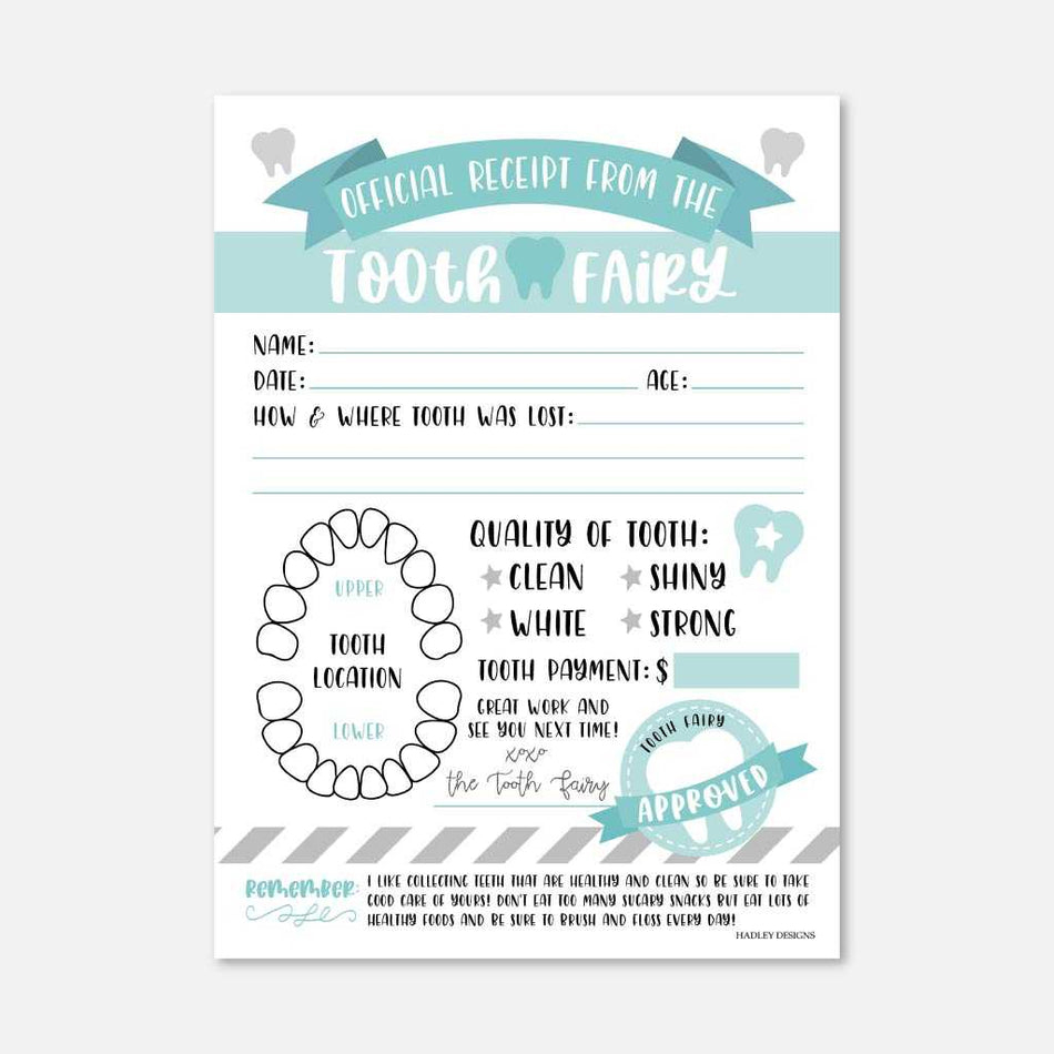 Printable Tooth Fairy Receipt