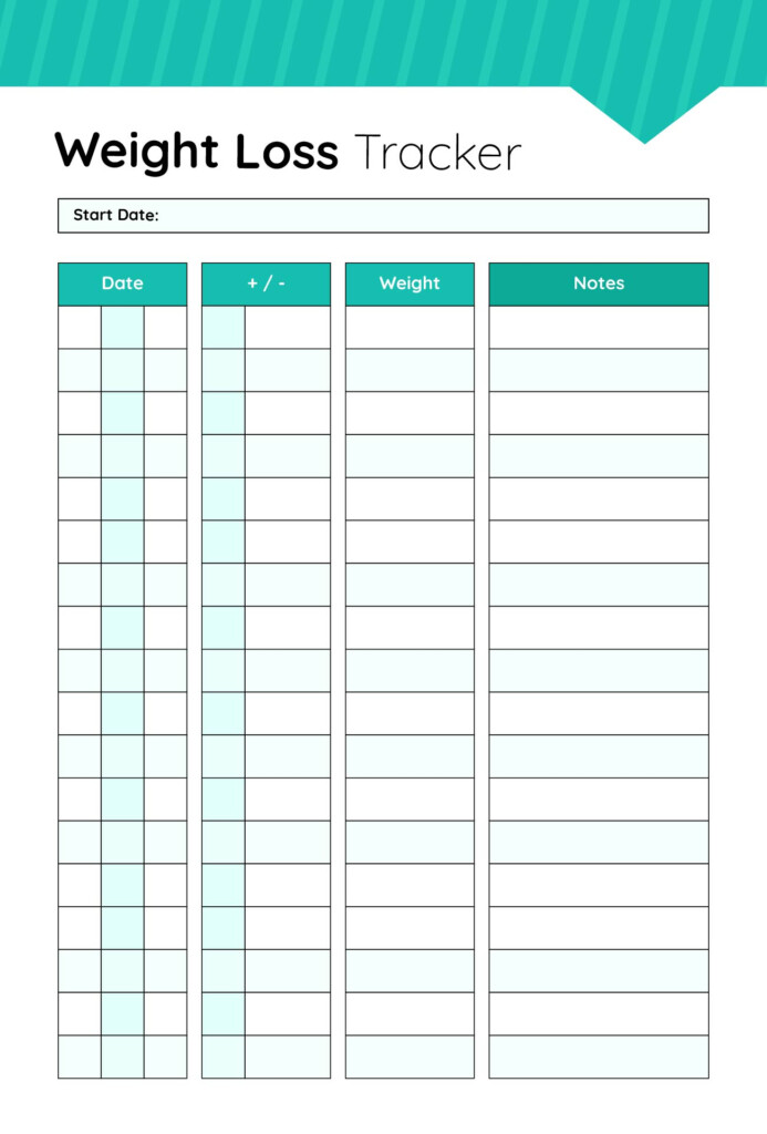 Printable Weekly Weight Loss Tracker Template Printable Templates