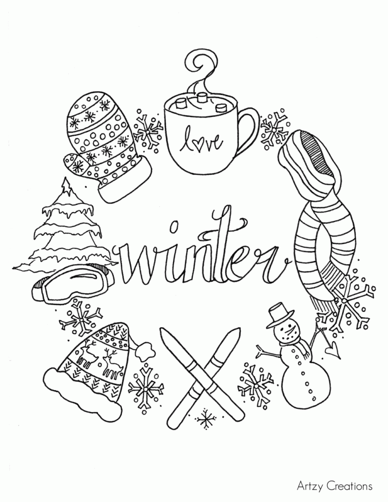 Printable Winter Scene Coloring Pages Coloring Home