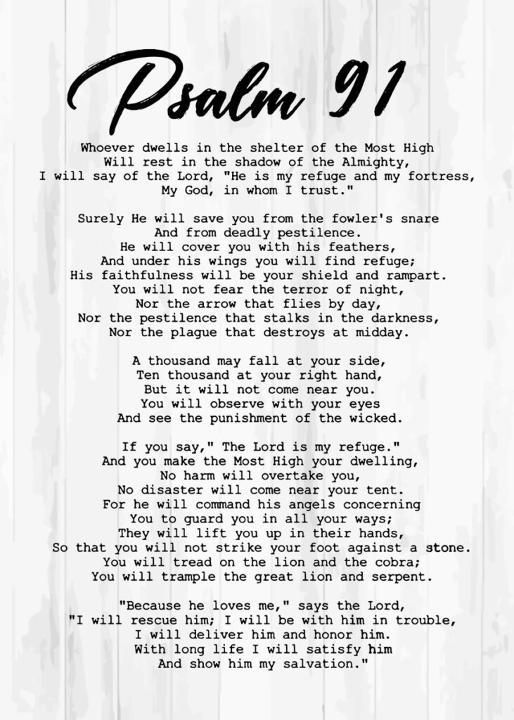 Psalm 91 Printable PDF Gift Psalm 91 Prayer Card Wall A4 57 OFF