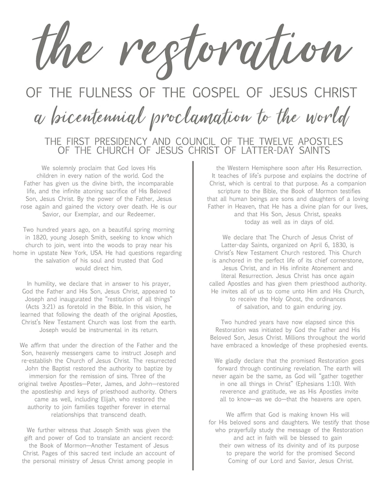 Restoration Proclamation Printable Printable Word Searches