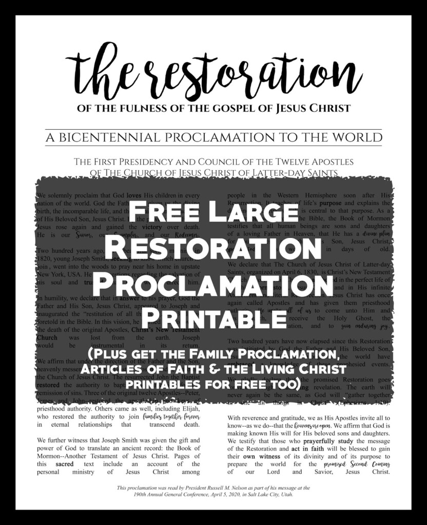 Restoration Proclamation Printable Printable Word Searches