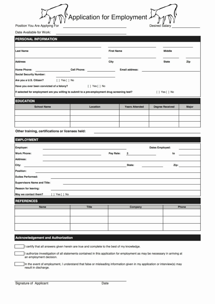 Sample Job Applications Printable