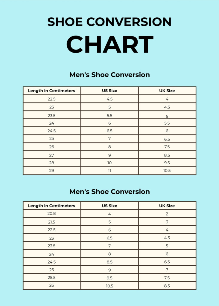 Shoe Size Chart Free Printable Paper 59 OFF