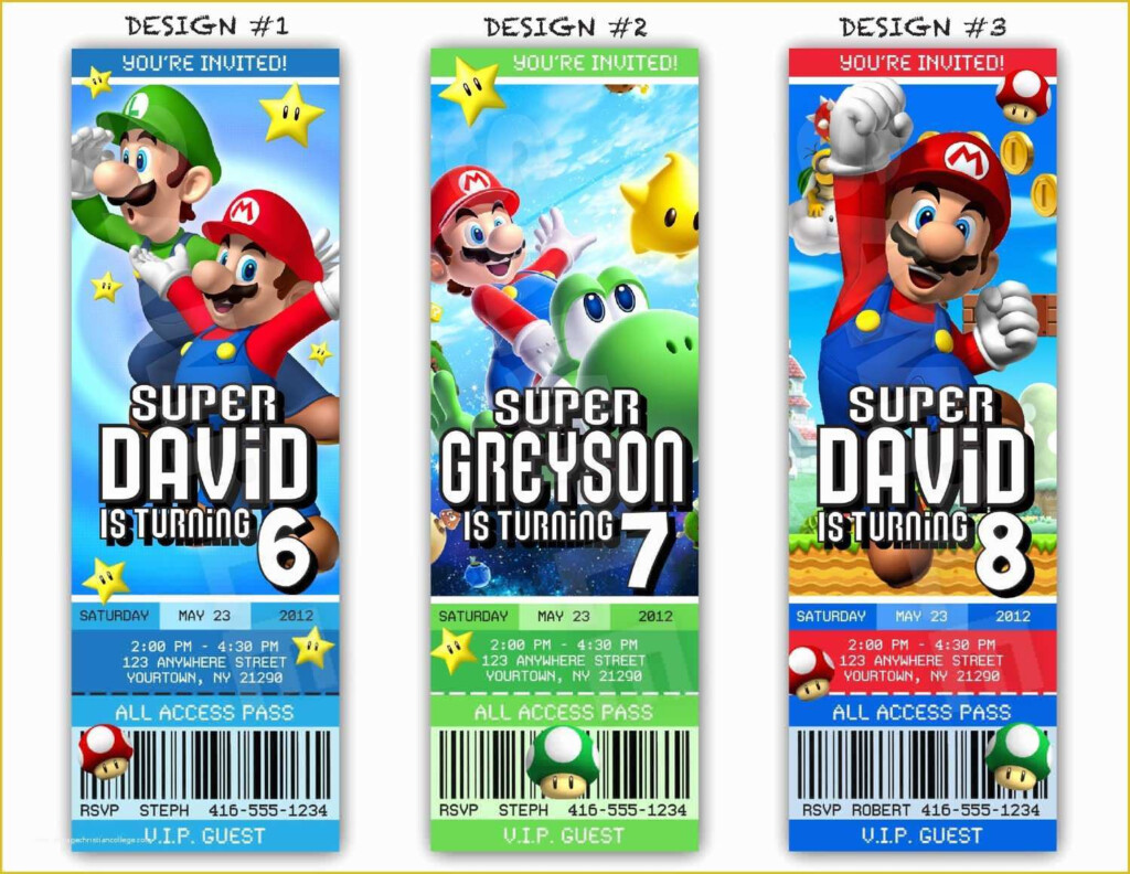 Super Mario Invitations Template Free Of Super Mario Birthday 