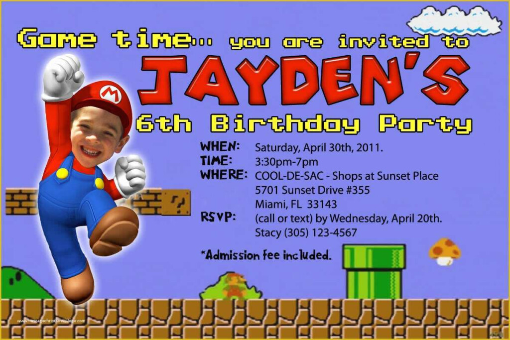 Super Mario Invitations Template Free Of Super Mario Birthday 