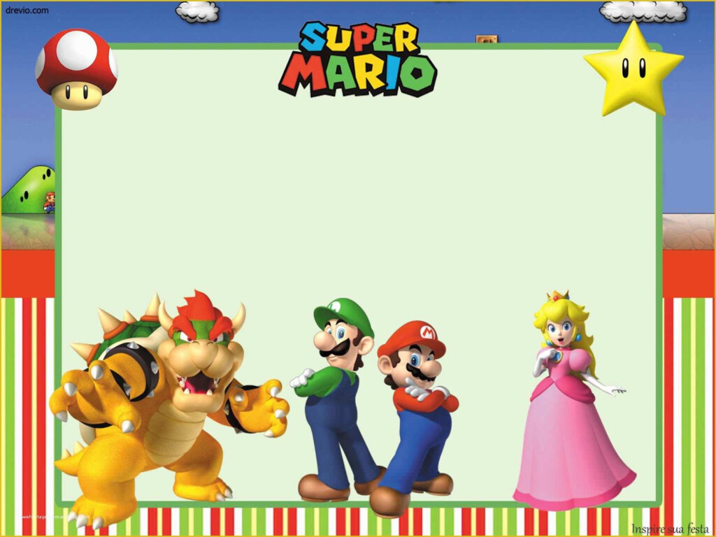 Super Mario Invitations Template Free Of Super Mario Invitation Mario 