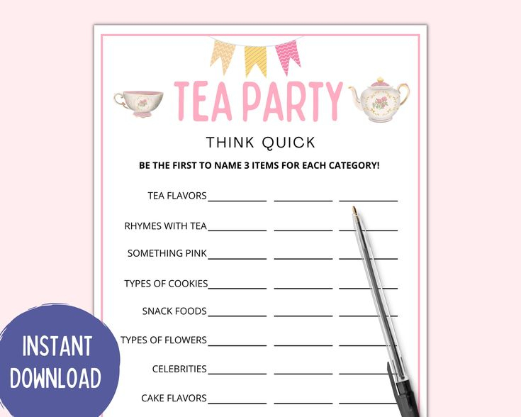 Tea Party Quick Think Tea Party Games Tea Party Games Adults Kids 