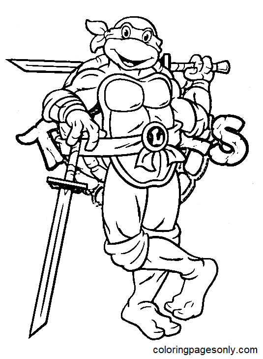 Teenage Mutant Ninja Turtles Coloring Pages Leonardo Free Printable 