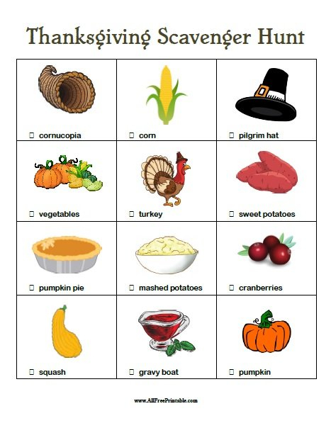 Thanksgiving Scavenger Hunt Free Printable