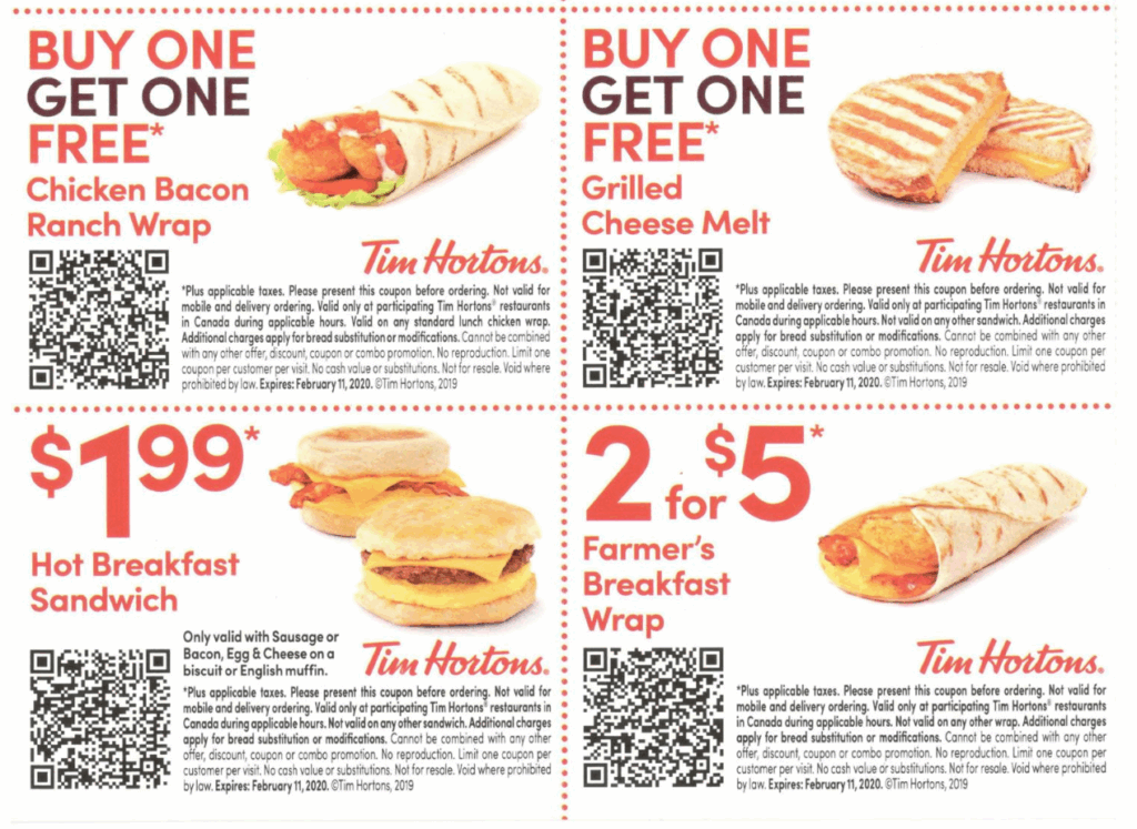 Tim Horton Canada Coupons Buy One Get One FREE More Coupons Hot 