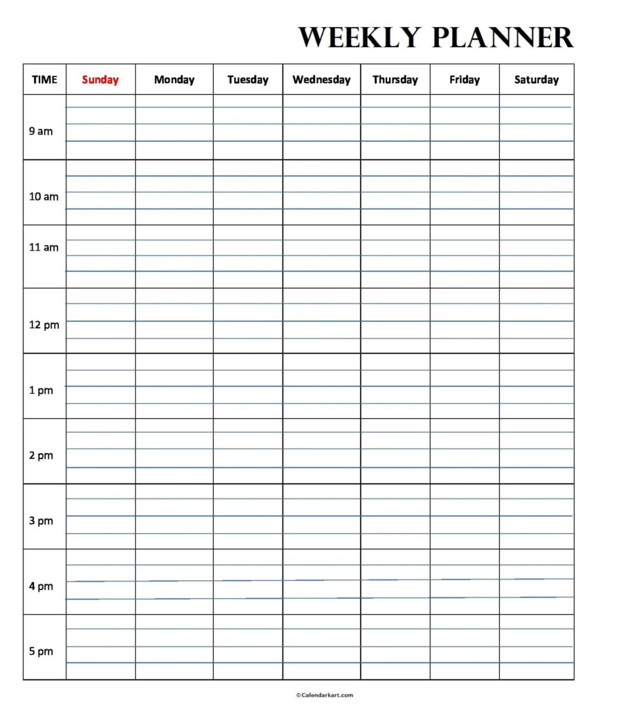 Weekly Hourly Planner Printable Calendar Printables