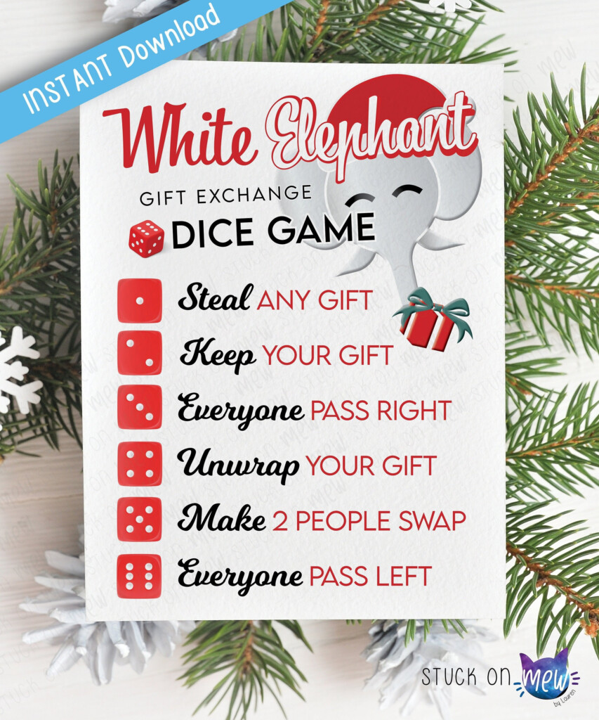 White Elephant Dice Game Free Printable