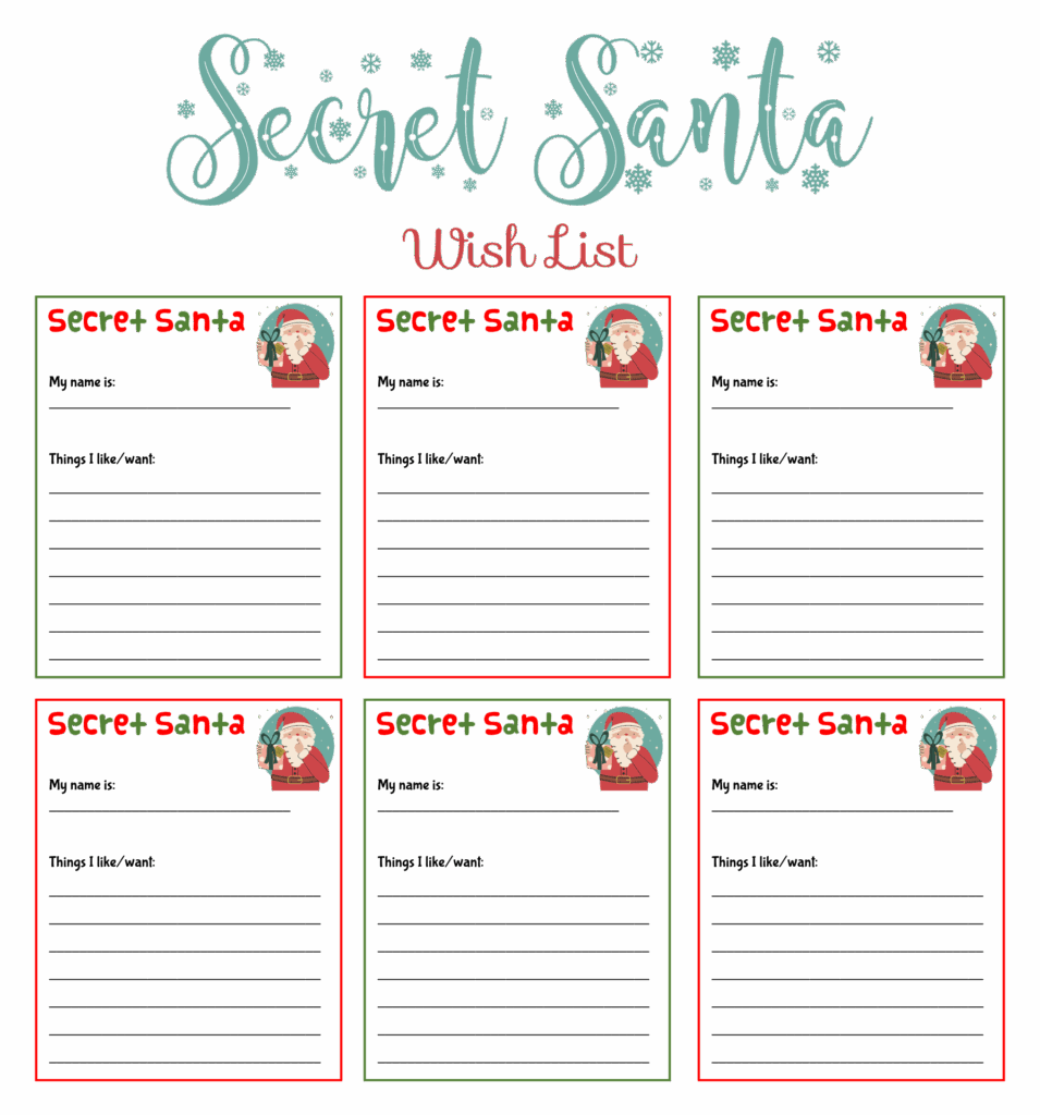 10 Best Secret Santa List Printable Printablee Printable Templates 