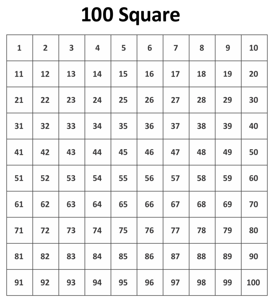 100 Square Grid Printable Pdf Printable World Holiday