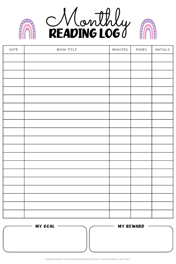 103 Free Printable Reading Logs For Students